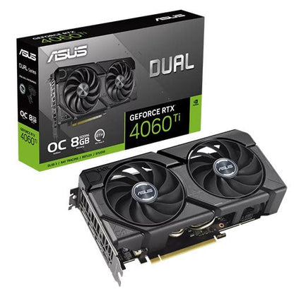 Asus DUAL Geforce RTX 4060 Ti EVO OC, PCIe4, 8GB GDDR6, HDMI, 3 DP, 2595MHz Clock, Overclocked - WebDuke Computers