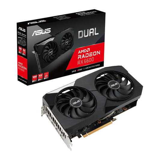 Asus DUAL Radeon RX 6600 V2, 8GB GDDR6, PCIe4, HDMI, 3 DP, 2491MHz Clock - WebDuke Computers