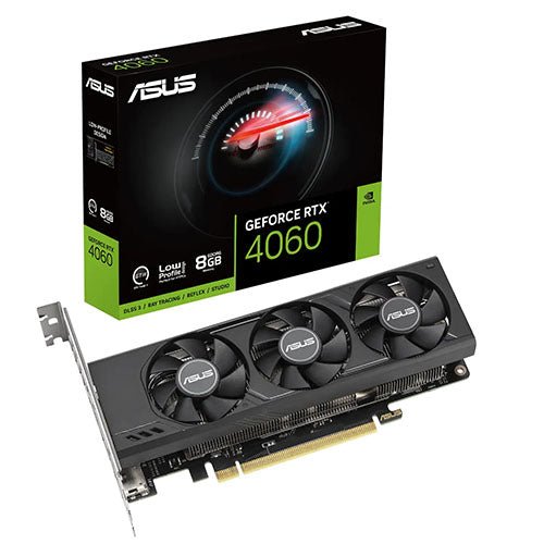 Asus Geforce RTX 4060 LP BRK OC, PCIe4, 8GB GDDR6, 2 HDMI, 2 DP, 2520MHz Clock, Overclocked, Low Profile (Bracket Included) - WebDuke Computers