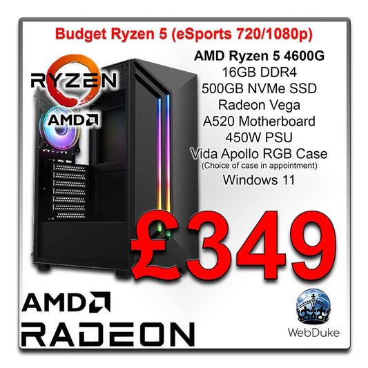 Budget Ryzen 5 4600G eSports Gaming PC - WebDuke Computers