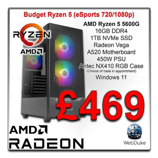 Budget Ryzen 5 5600G eSports Gaming PC - WebDuke Computers