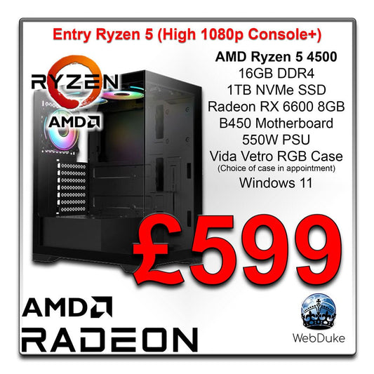 Entry Range Gaming PC - AMD Ryzen 5 RX 6600 - WebDuke Computers