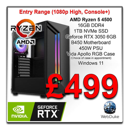 Entry Range Ryzen 5 4500 Geforce RTX 3050 Gaming PC - WebDuke Computers