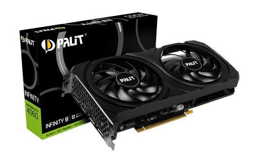 Palit Geforce RTX 4060 Infinity 2, PCIe4, 8GB DDR6, HDMI, 3 DP, 2460MHz Clock, 0dB Mode - WebDuke Computers