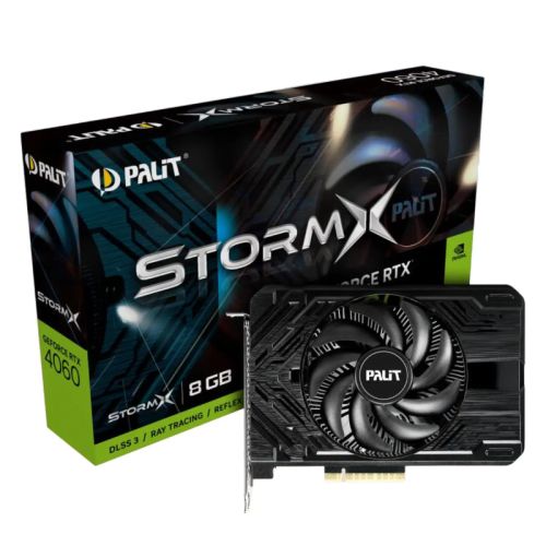 Palit Geforce RTX 4060 StormX, PCIe4, 8GB GDDR6, HDMI, 3 DP, 2460MHz Clock, Compact Design - WebDuke Computers